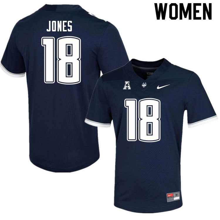 Women #18 Jaylen Jones Uconn Huskies College Football Jerseys Sale-Navy